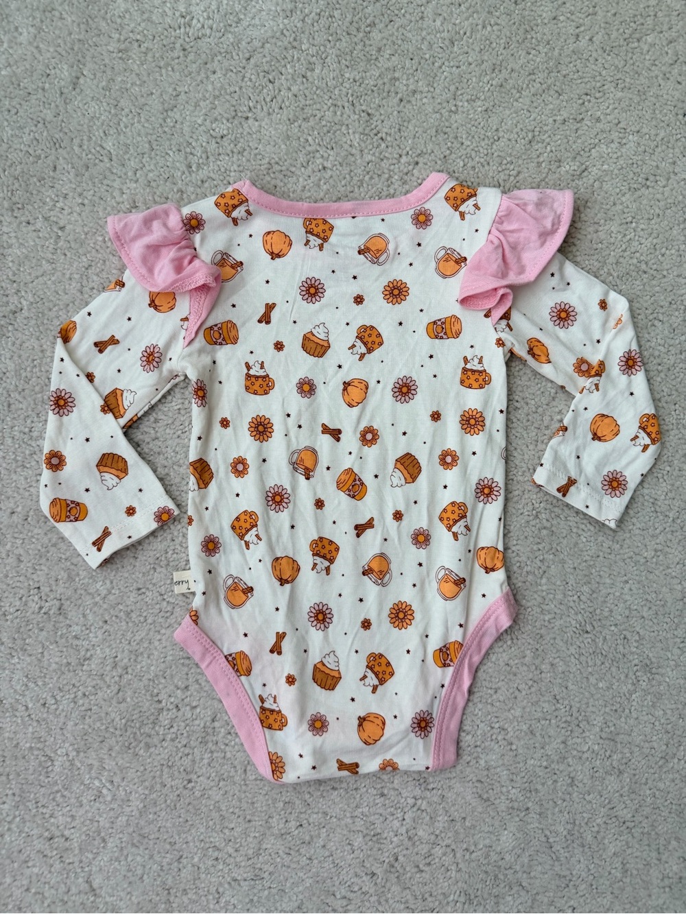 Milkberry Pink-Trim Pumpkin Print Baby Bodysuit & Pants Set - Picture 7 of 11